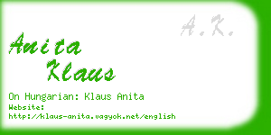 anita klaus business card